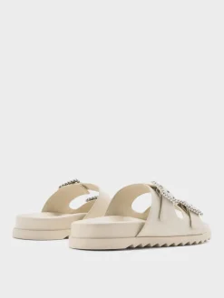 Gem-Buckle Double-Strap Sandals