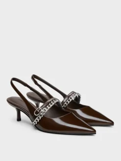 Georgie Chain Slingback Kitten Heels