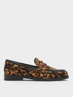 Georgina Calf Hair Leopard-Print Penny Loafers