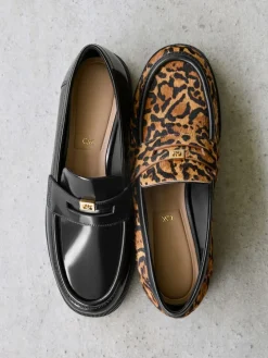 Georgina Calf Hair Leopard-Print Penny Loafers