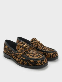 Georgina Calf Hair Leopard-Print Penny Loafers