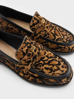 Georgina Calf Hair Leopard-Print Penny Loafers