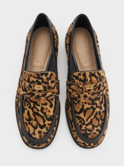 Georgina Calf Hair Leopard-Print Penny Loafers