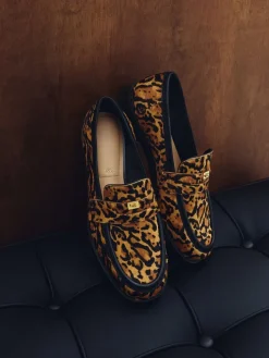 Georgina Calf Hair Leopard-Print Penny Loafers