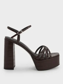 Georgina Croc-Effect Platform Sandals