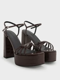 Georgina Croc-Effect Platform Sandals