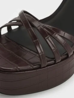 Georgina Croc-Effect Platform Sandals