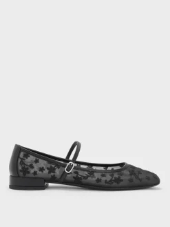 Gertrude Embroidered-Mesh Mary Janes