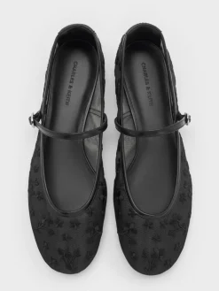 Gertrude Embroidered-Mesh Mary Janes