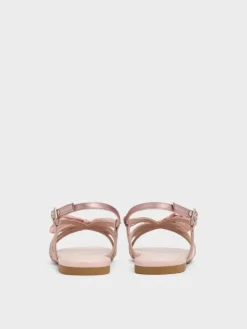 Girls' Bow Flower-Pearl Slingback Sandals