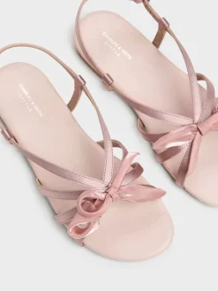 Girls' Bow Flower-Pearl Slingback Sandals