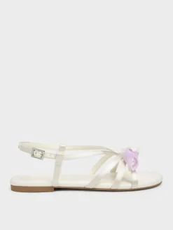 Girls' Bow Flower-Pearl Slingback Sandals