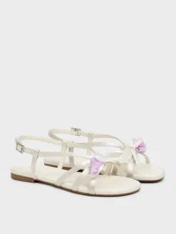 Girls' Bow Flower-Pearl Slingback Sandals