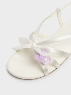 Girls' Bow Flower-Pearl Slingback Sandals