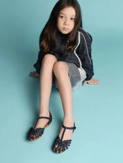 Girls' Dotted Caged T-Bar Sandals