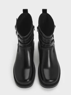 Girls' Double Buckle-Strap Ankle Boots