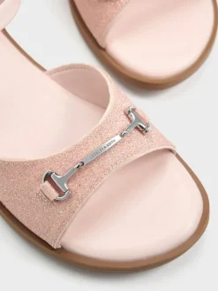 Girls' Erinna Glittered Metallic-Accent Sandals