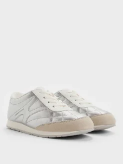 Girls' Faux Suede Metallic Sneakers