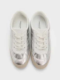 Girls' Faux Suede Metallic Sneakers