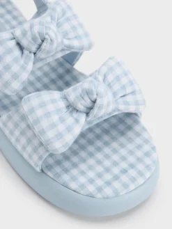 Girls' Gingham Bow Slingback Sandals