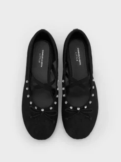 Girls' Lace Crystal Crossover Ballet Flats