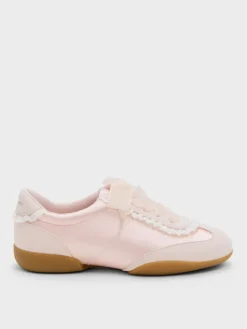 Girls' Lace-Trim Sneakers