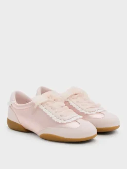 Girls' Lace-Trim Sneakers