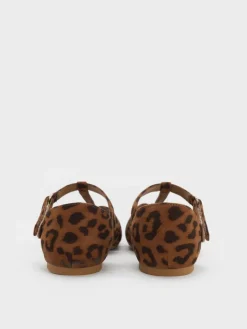 Girls' Leopard-Print Caged T-Bar Sandals