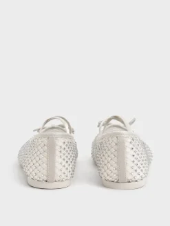 Girls' Mesh Crystal Crossover Ballet Flats