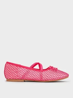 Girls' Mesh Crystal Crossover Ballet Flats