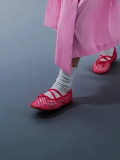 Girls' Mesh Crystal Crossover Ballet Flats