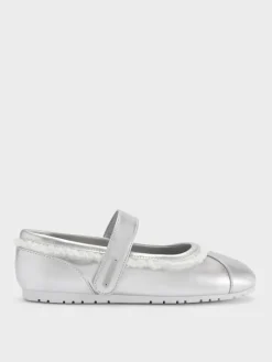 Girls' Metallic Lace-Trim Mary Jane Sneakers