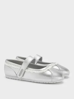 Girls' Metallic Lace-Trim Mary Jane Sneakers