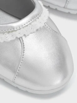Girls' Metallic Lace-Trim Mary Jane Sneakers
