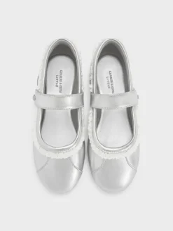 Girls' Metallic Lace-Trim Mary Jane Sneakers