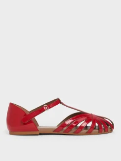 Girls' Patent Caged T-Bar Sandals
