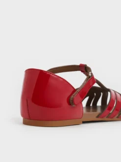 Girls' Patent Caged T-Bar Sandals