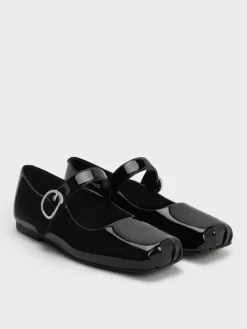 Girls' Patent Crystal-Buckle Mary Jane Flats