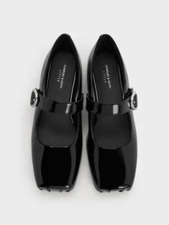 Girls' Patent Crystal-Buckle Mary Jane Flats