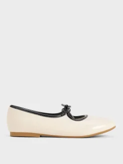 Girls' Patent Two-Tone Bow Ballet Flats