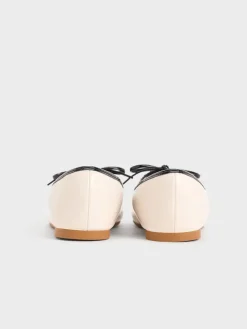 Girls' Patent Two-Tone Bow Ballet Flats