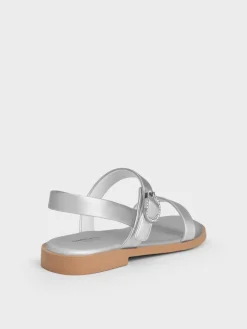 Girls' Pearlescent Crystal Slingback Sandals