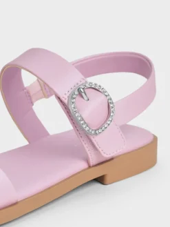 Girls' Pearlescent Crystal Slingback Sandals