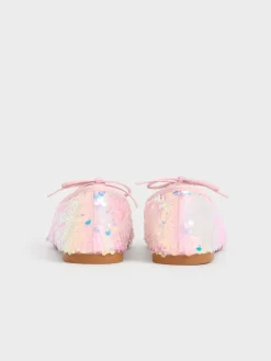Girls' Sequin Two-Tone Bow Ballet Flats