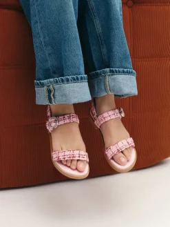 Girls' Tweed Crystal Slingback Sandals
