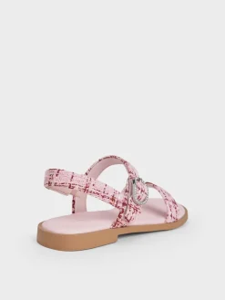 Girls' Tweed Crystal Slingback Sandals