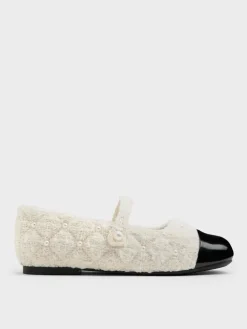 Girls' Tweed Pearl Mary Jane Flats