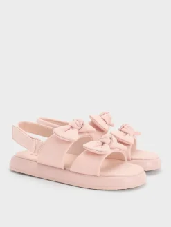 Girls' Twill Bow Slingback Sandals