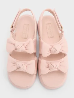 Girls' Twill Bow Slingback Sandals