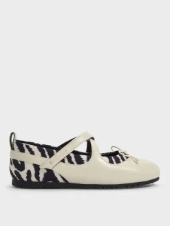 Girls' Zebra-Print Crossover Mary Jane Sneakers